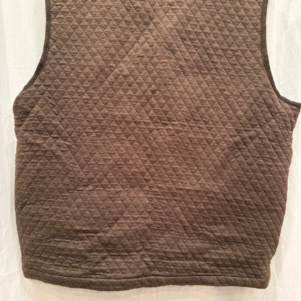 Pendleton Brown Quilted Diamond‎ Pattern Vest Snap Front Pocketed Collarless L